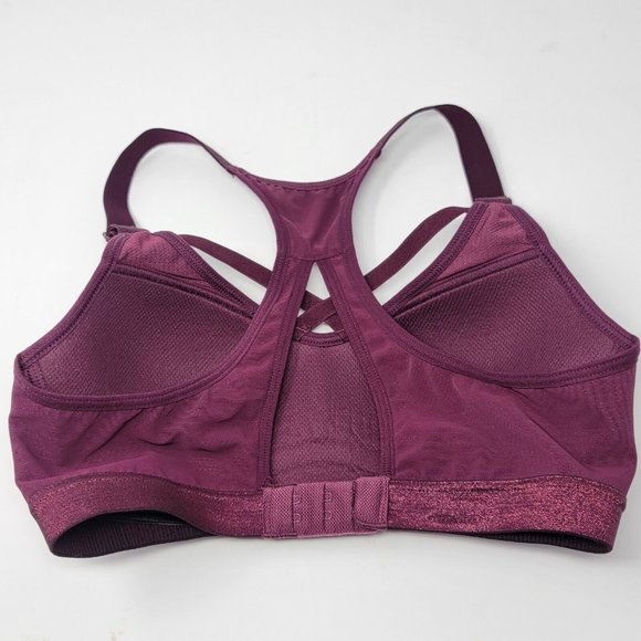 Victoria's Secret Sport 32B Incredible Lightweight Maroon Red Sparkle Sports Bra - Picture 2 of 4
